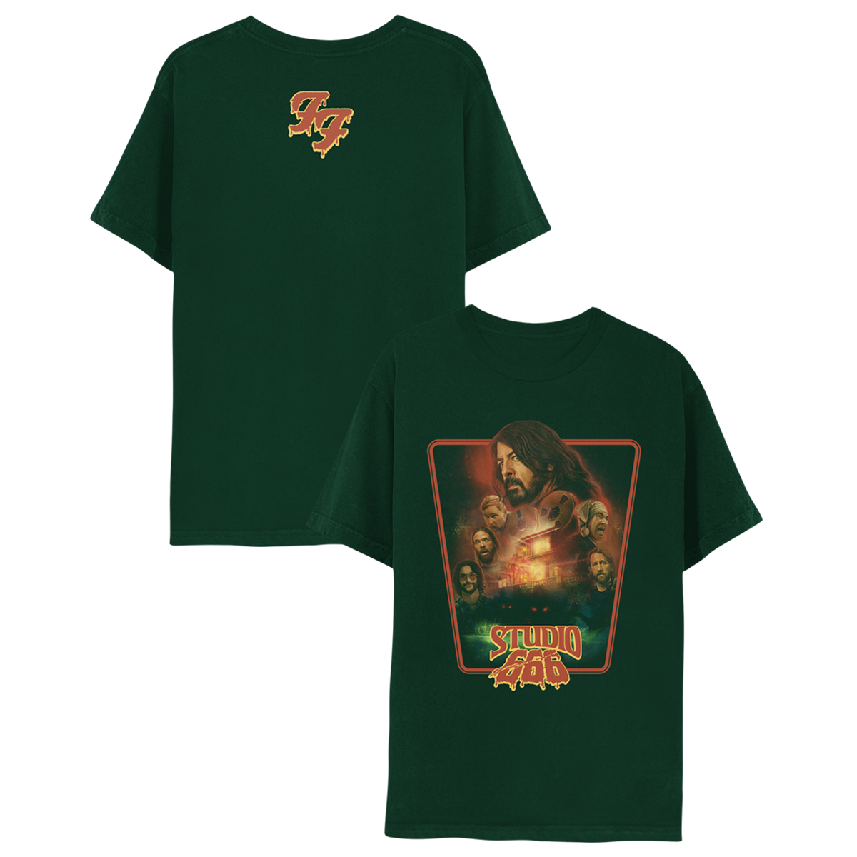 Studio 666 Retro Tee- Forest Green-Foo Fighters