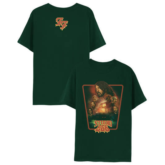 Studio 666 Retro Tee- Forest Green-Foo Fighters